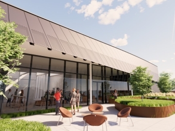 Exterior rendering of the George Lawrence Abernethy Library
