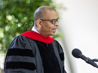Anthony Foxx speaking at Commencement 2025