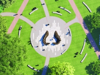 With These Hands memorial rendering by Perkins&Will in collaboration with Hank Willis Thomas