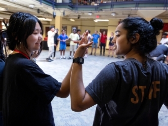 Team Building activity during the 2024 Summer Promise Program involving high school and college students