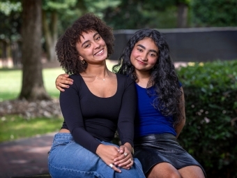 dancer Aiyana Thornton ’29 and theatre production manager Aishya Pillai ’29