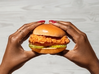 hands holding a chicken sandwich