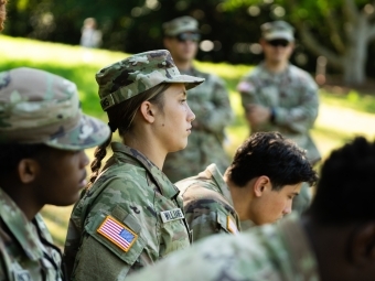 ROTC students in military fatigues