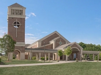 The exterior of a local Catholic church