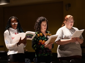 Wildcat Worship with College Chaplain and Director of Religious & Spiritual Life Julia Watkins and two others singing