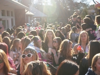 an outdoor party of young people