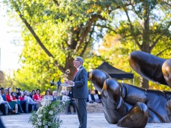 President Doug Hicks speaking at With These Hands Dedication Ceremony