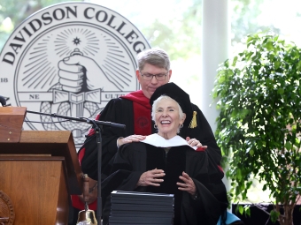 Carole Weinstein recieves the honorary degree from President Doug Hicks