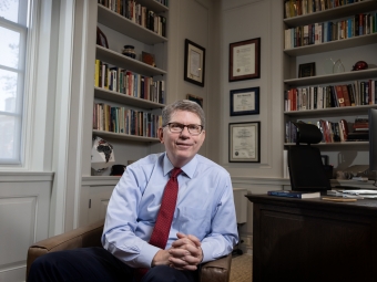 President Douglas Hicks in his office