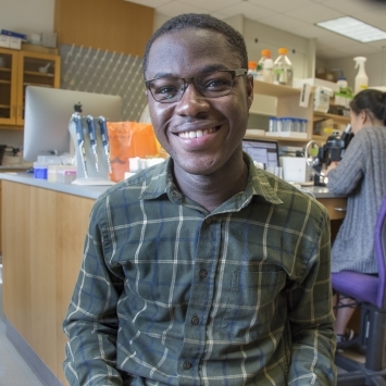 International student, Papa Morgan-Asiedu '17, in lab