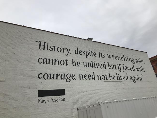 Quote by Maya Angelou printed on wall