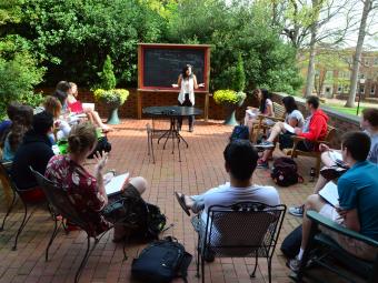 Students in Outdoor Classroom with Prof Rosalba Scott