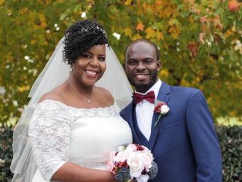 Singleton and Nyame at their November 2019 wedding in Charlotte.
